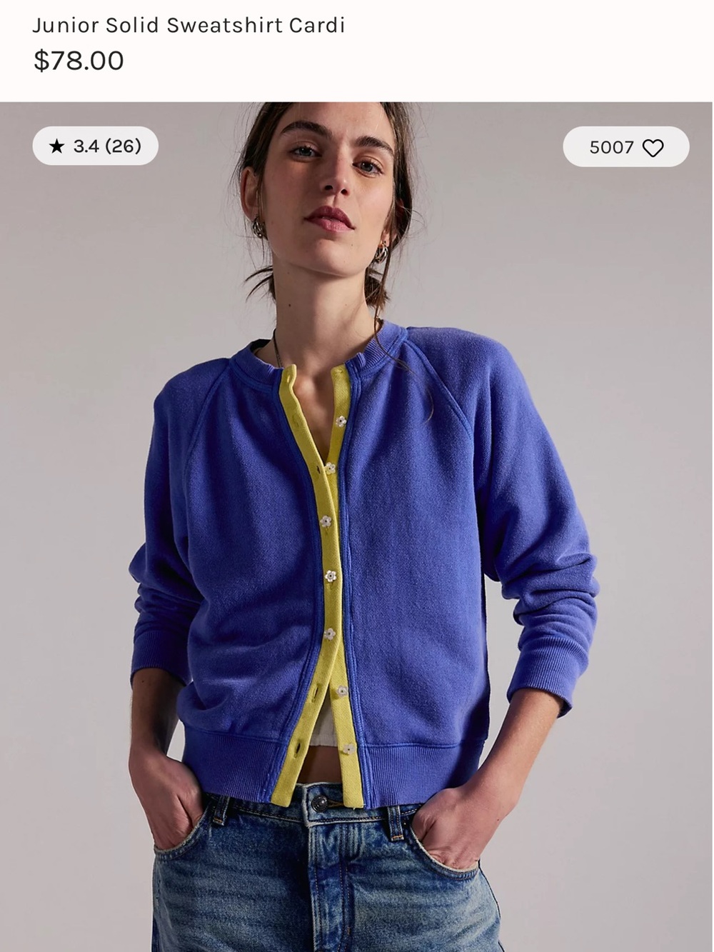 Free People Periwinkle Terry Knit Crewneck